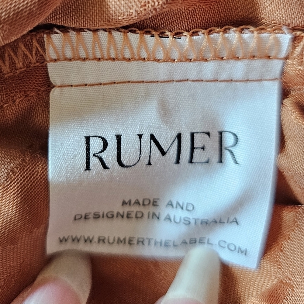 RUMER Kenya Animal Print Cheetah Long-Sleeve Wrap Crop Top, Burnt Orange, S - Picture 9 of 11